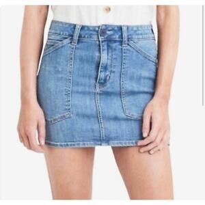 AE American Eagle Stretch Denim High Rise Mini Skirt Patch‎ Pocket Sz 4